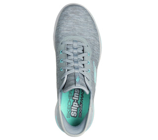 Skechers Go Golf Walk 5 Slip In Ladies Golf Shoes- Grey/Turquoise