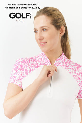 Pure Golf Spirit Cap Sleeve Womens Golf Polo Shirt - Candy Pebble