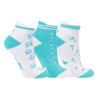 3 Pair Pack Ladies Golf Socks - Aqua