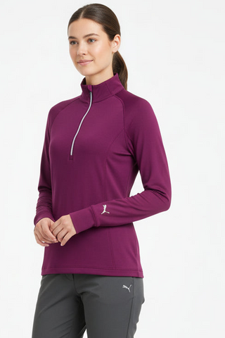 Puma Ladies Rotation Long Sleeve Quarter Zip - Dark Purple