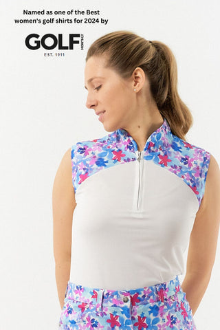 Pure Golf Spirit Sleeveless Golf Polo Shirt - Watercolour Daydream