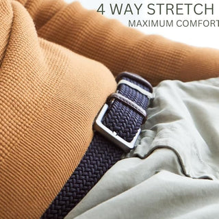 2-Pack Unisex Woven Holeless Belts - Navy & Black