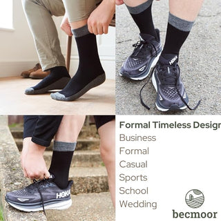 Becmoor Mens Socks (10 Pack) UK8-11 / Breathable Plain/Reinforced heel & toe/Smart Mens Socks/Casual Mens Socks/School Socks/Casual & Work - Black & Grey