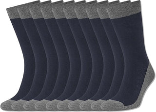 Becmoor Mens Socks (10 Pack) UK8-11 / Breathable Plain/Reinforced heel & toe/Smart Mens Socks/Casual Mens Socks/School Socks/Casual & Work - Navy & Grey