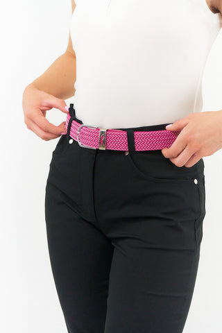 Surprizeshop Braided Ladies Golf Belt - Pink and White