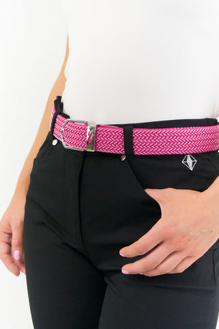 Surprizeshop Braided Ladies Golf Belt - Pink and White