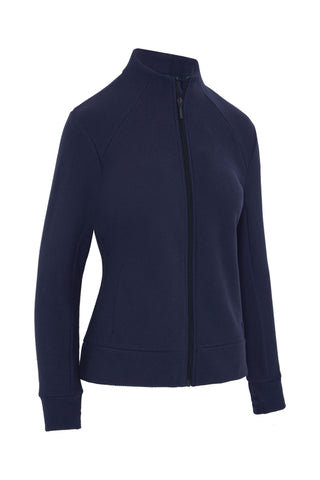 Callaway Ladies Golf Stretch Waffle Knit Fleece Jacket - Peacoat