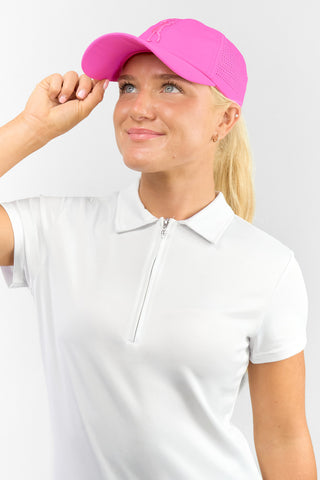 Ladies Vented Golf Cap with Lady Golfer Embroidery - Pink