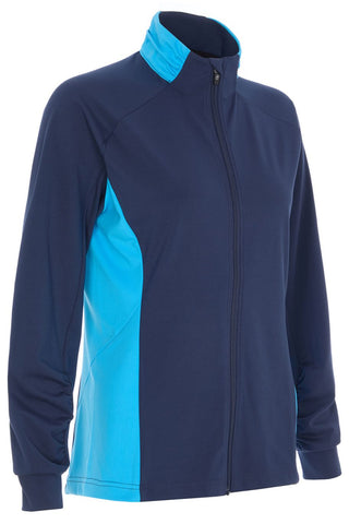 ProQuip Ladies Golf Crystal Full Zip Mid-Layer - Navy & Azure Blue