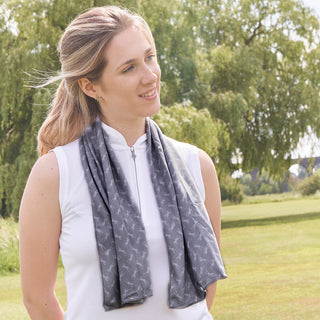 Lady Golfer Golf Towel / Golf Cool Scarf -Grey