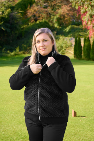 Pure Golf Ellisa Full Zip Fur Front Ladies Cardigan - Black