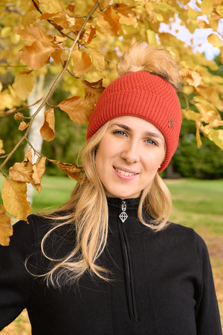 Greta Orange Waterproof Bobble Hat - Pure Golf