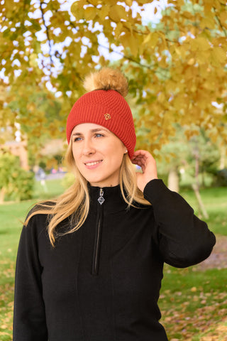 Greta Orange Waterproof Bobble Hat - Pure Golf