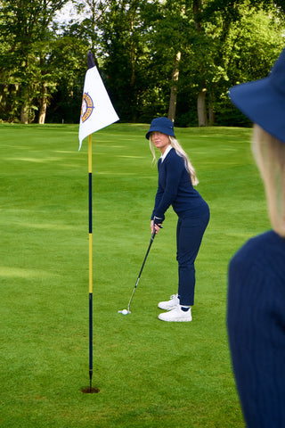 Ladies Golf Waterproof Fleece Lined Bucket Rain Hat- Navy