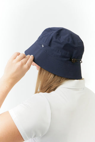 Ladies Golf Waterproof Fleece Lined Bucket Rain Hat- Navy