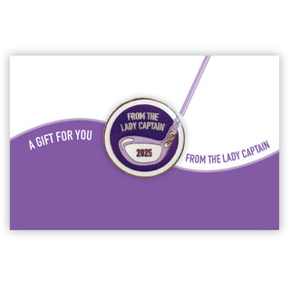 'From The Lady Captain 2025' Ball Marker on Card - Purple