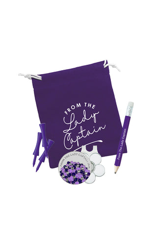 From the Lady Captain 2026 Ball Marker, Visor Clip & Golf Tee Gift Set - Purple Hydrangea