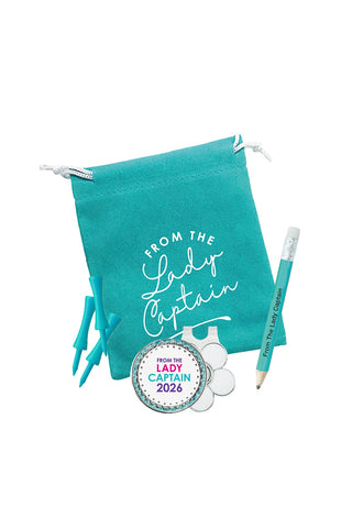 From the Lady Captain 2026 Ball Marker, Visor Clip & Golf Tee Gift Set - Aqua
