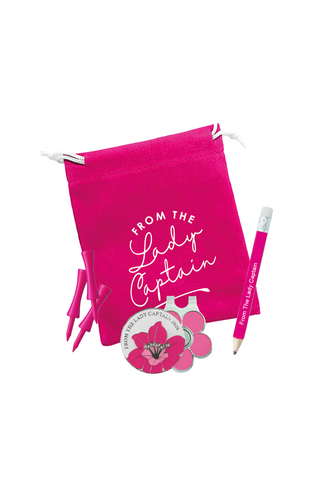 From the Lady Captain 2026 Ball Marker, Visor Clip & Golf Tee Gift Set - Azalea Pink