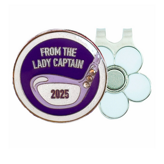 From the Lady Captain 2025 Ball Marker and Visor Clip - Purple