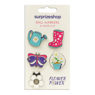 Surprizeshop Flower Power Golf Ball Marker and Visor Clip Set