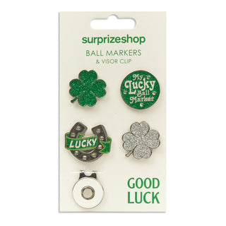 Surprizeshop Good Luck Golf Ball Marker and Visor Clip Set