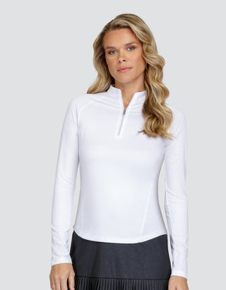 Tail Ladies Golf Darcey Long Sleeve 1/4 Zip Polo - White