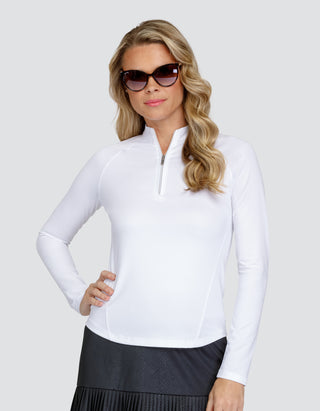 Tail Ladies Golf Darcey Long Sleeve 1/4 Zip Polo - White