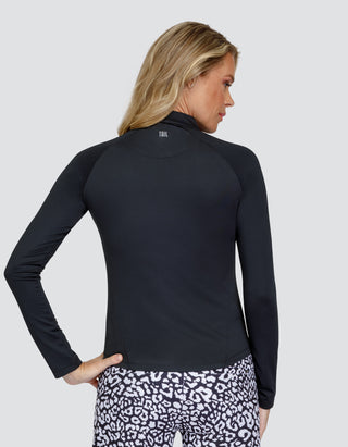 Tail Ladies Golf Darcey Long Sleeve 1/4 Zip Polo - Black