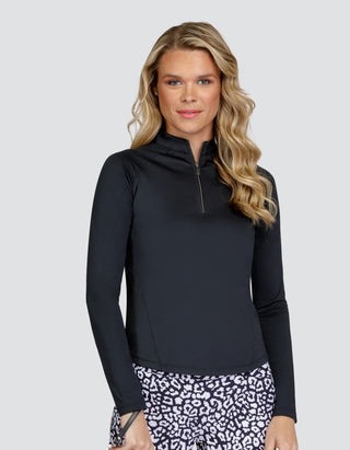 Tail Ladies Golf Darcey Long Sleeve 1/4 Zip Polo - Black