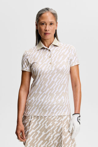 Tour Tech Print Ladies Golf Polo - Oak Island Fossil