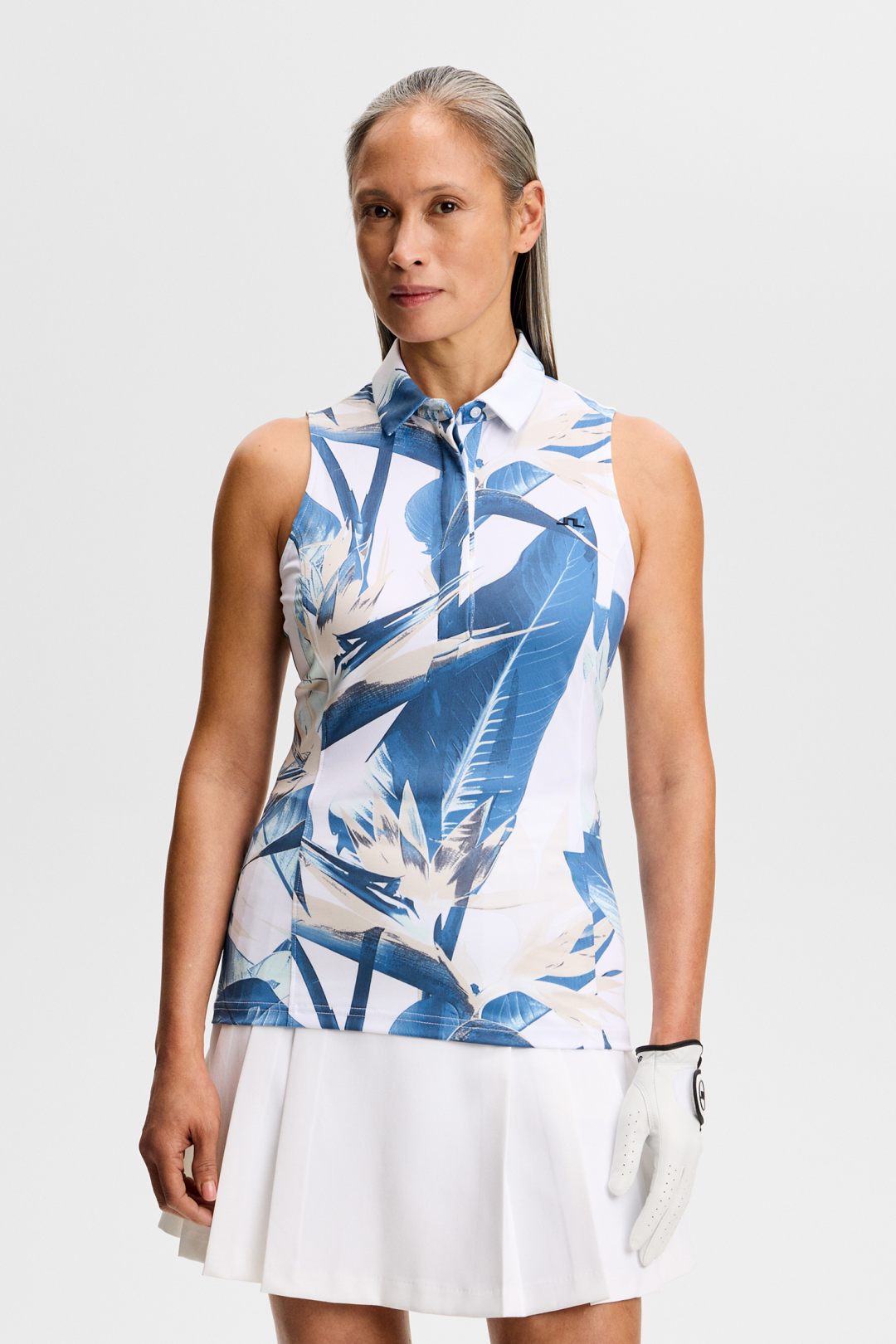 Dena Print Sleeveless Golf Polo - Paradise Skylight