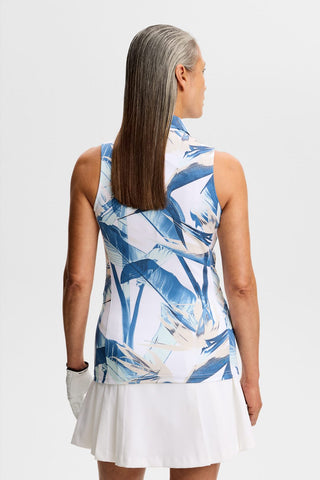 Dena Print Sleeveless Golf Polo - Paradise Skylight
