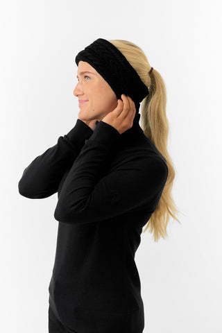 Ladies Golf Knitted Black Fleece Lined Headband- Surprizeshop