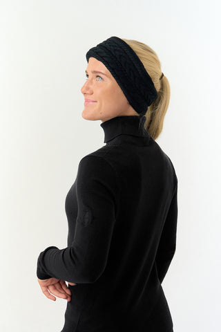 Ladies Golf Knitted Black Fleece Lined Headband- Surprizeshop