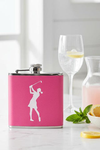 Pink Lady Golfer 6oz Hipflask