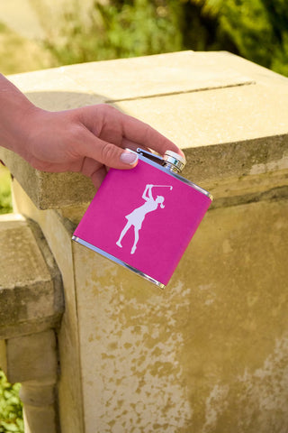 Pink Lady Golfer 6oz Hipflask