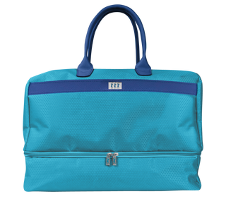 Lady Golfer Honeycomb Design Golf Holdall- Aqua with Blue Trim