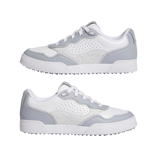 Womens Waterproof Retrocross 25 Spikeless Golf Shoes - White, Silver & Grey