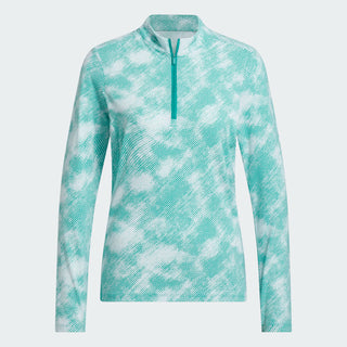 Adidas Womens Ultra Long Sleeve Quarter Zip Golf Top - Teal/White