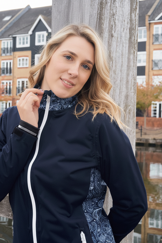 Pure Golf Jora Waterproof Full Zip Jacket - Navy Paisley