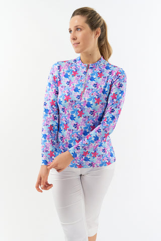 Pure Golf Ladies Serenity Quarter Zip Mid layer - Watercolour Daydream