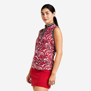Vivia Mock Sleeveless Ladies Golf Top - Red