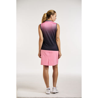 Vivia Mock Sleeveless Ladies Golf Top - Navy & Pink