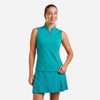 Amelie Mock Sleeveless Golf Top - Peacock Blue