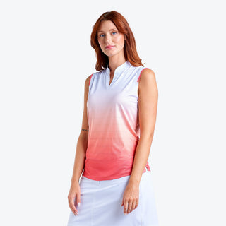 Nivo Ladies Mai Sleeveless Mock - White / Papaya