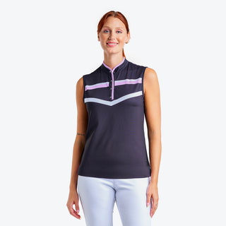 Nivo Ladies Sibyl Sleeveless Polo - Black / Bubble Gum