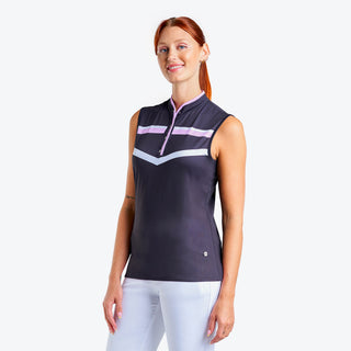 Nivo Ladies Sibyl Sleeveless Polo - Black / Bubble Gum