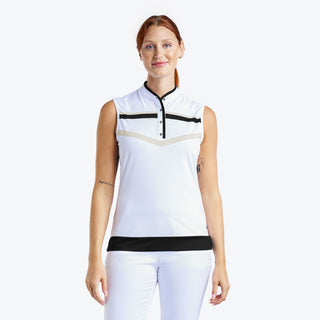 Nivo Ladies Sibyl Sleeveless Polo - White/Honey