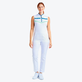 Nivo Ladies Sibyl Sleeveless Polo - White/ Legion Blue